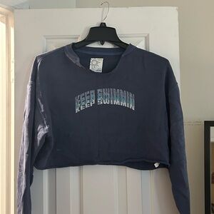 Aerie Navy 'Keep Swimming' Crop Top